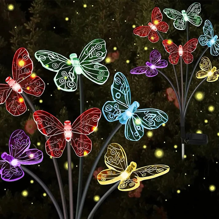 Estaca Mariposa Solar 6 LED (Set de 2 Unidades)