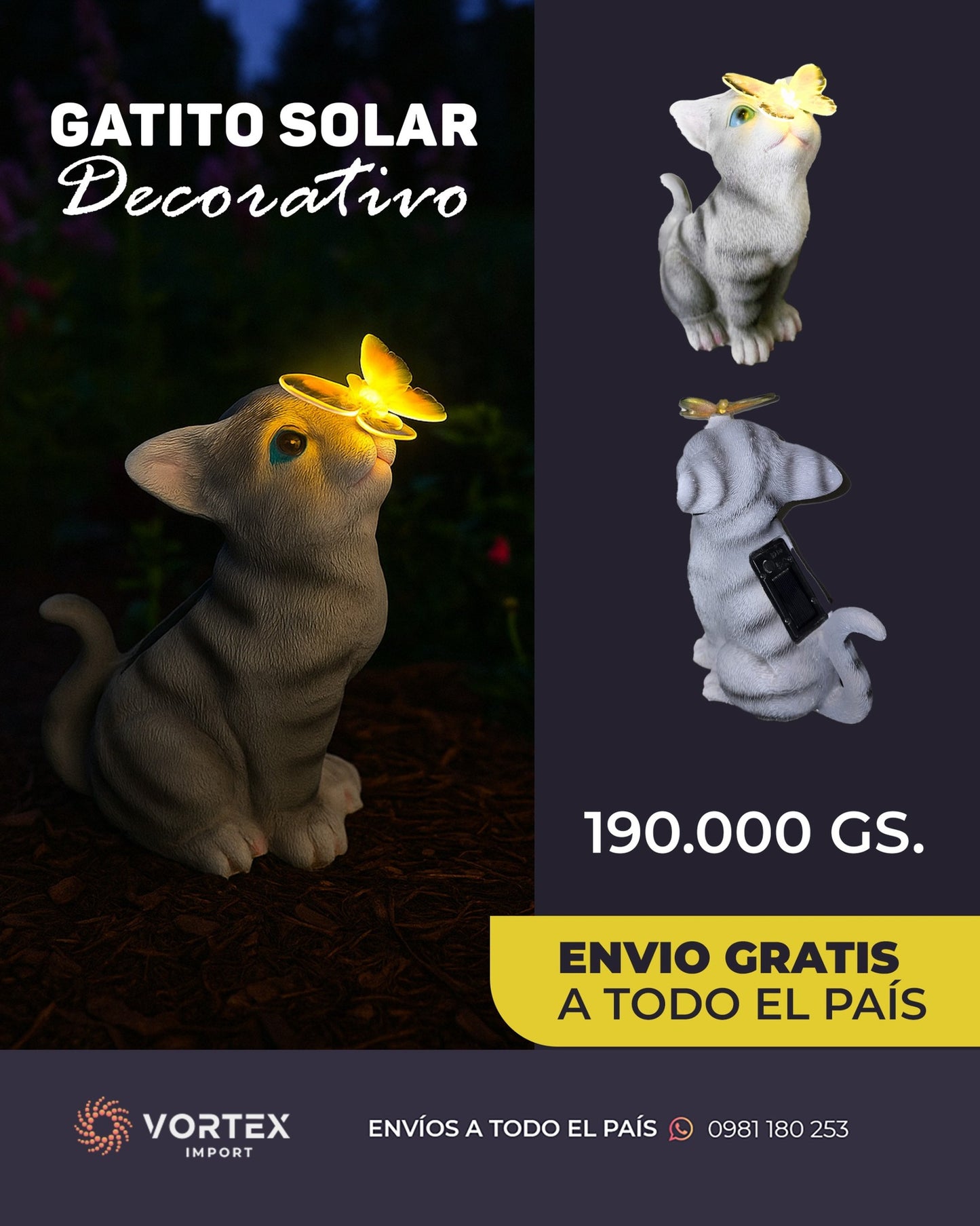 Gatito Solar Decorativo