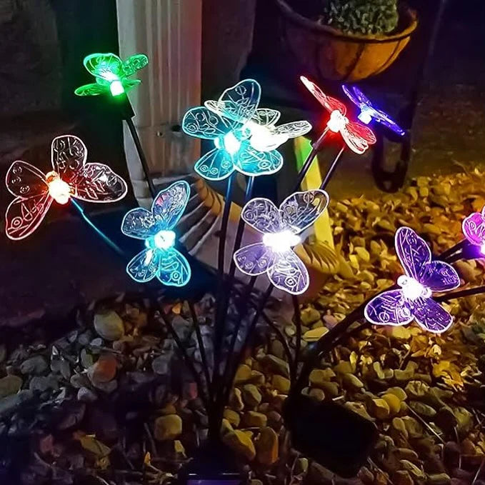 Estaca Mariposa Solar 6 LED (Set de 2 Unidades)
