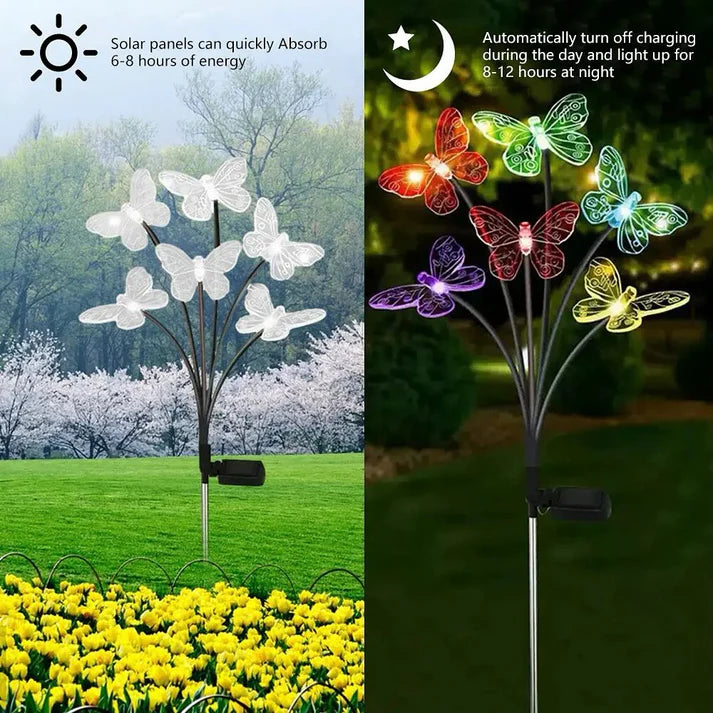 Estaca Mariposa Solar 6 LED (Set de 2 Unidades)
