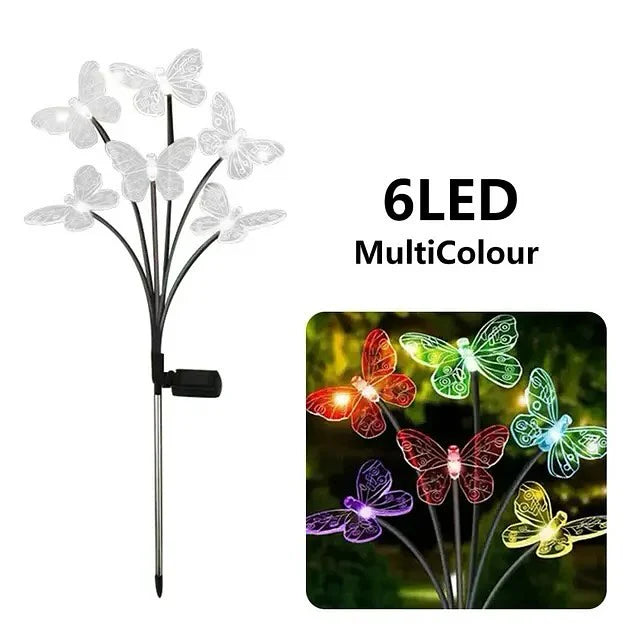 Estaca Mariposa Solar 6 LED (Set de 2 Unidades)