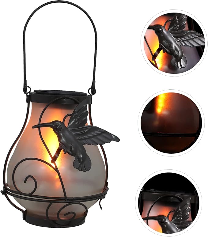 Candelabro de Colibri Solar Efecto Fuego 26 Cm