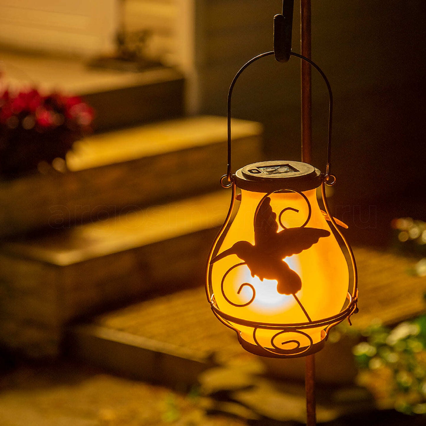 Candelabro de Colibri Solar Efecto Fuego 26 Cm