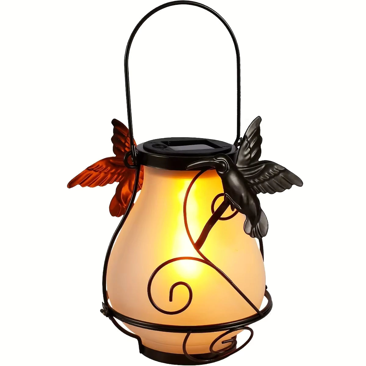 Candelabro de Colibri Solar Efecto Fuego 26 Cm