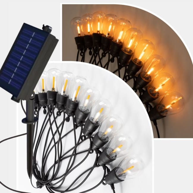 Guirnalda Solar Led 5m con 10 Bombillas Luces Efecto Llama Fuego